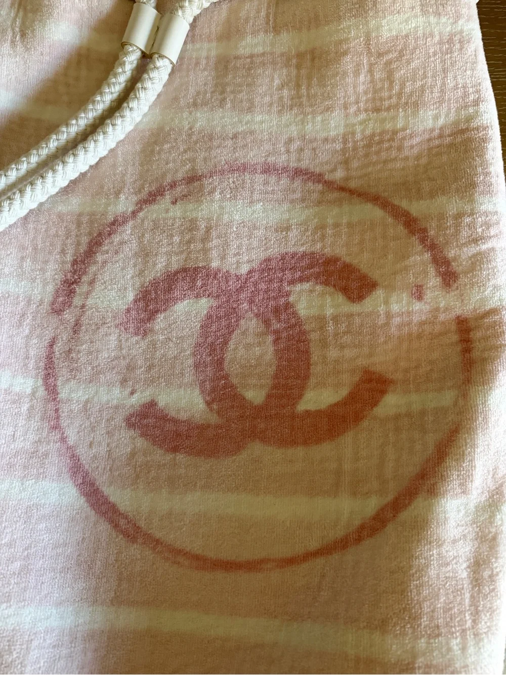 CHANEL Pink and Cream Terry Cloth Backpack Tote